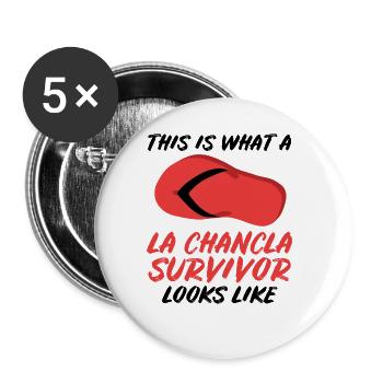 La Chancla Überlebender Spanischer Mexikaner La - Buttons groß 56 mm (5er Pack) - Weiß - Vorne