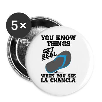 You see La Chancla Spanish Mexican - Buttons large 2.2''/56 mm (5-pack) - white - Front