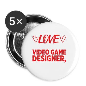 Video Game Designer - Buttons groß 56 mm (5er Pack) - Weiß - Vorne