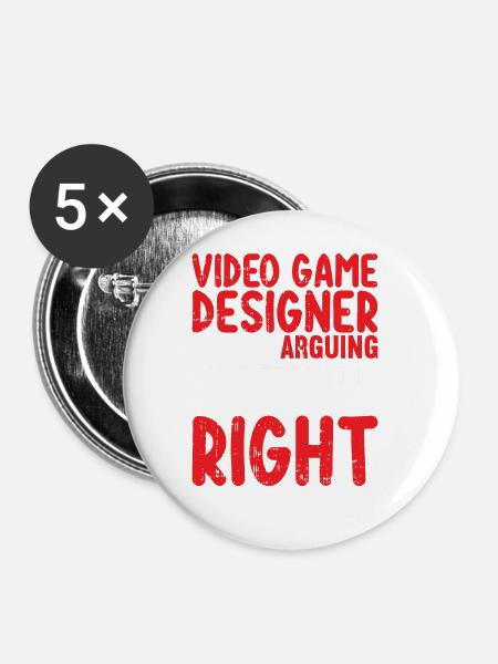 Video Game Designer - Buttons groß 56 mm (5er Pack) - Weiß
