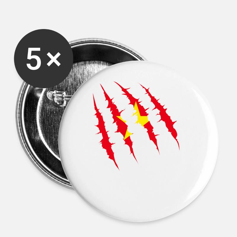 Vietnam - Buttons groß 56 mm (5er Pack) - Weiß