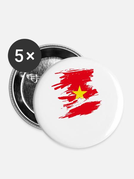 Vietnam - Buttons groß 56 mm (5er Pack) - Weiß