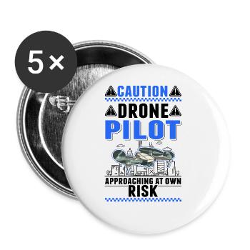 Attention Revised Drone Pilot Drones - Buttons large 2.2''/56 mm (5-pack) - white - Front