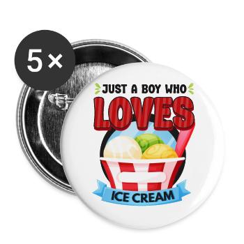 Ice Cream Boy Just A Boy Who Loves - Buttons groß 56 mm (5er Pack) - Weiß - Vorne