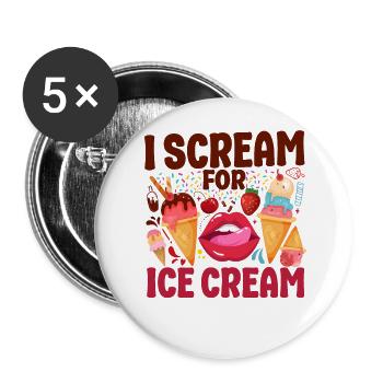 Crème glacée Pun Cone Popsicle Bouche - Lot de 5 grands badges (56 mm) - blanc - Devant