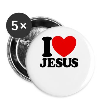 Ich liebe Jesus christliche Glaube Kirche Bibel Je - Buttons groß 56 mm (5er Pack) - Weiß - Vorne