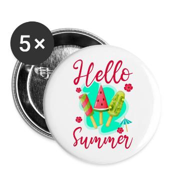 Ice Cream Popsicle Hello Summer - Buttons groß 56 mm (5er Pack) - Weiß - Vorne