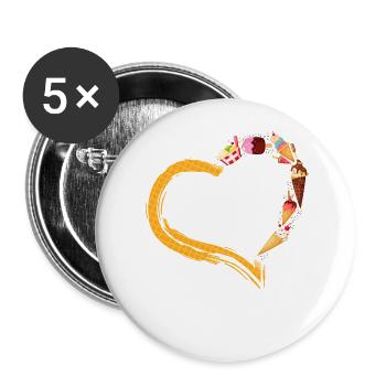 Crème glacée Heart Cone Popsicle - Lot de 5 grands badges (56 mm) - blanc - Devant