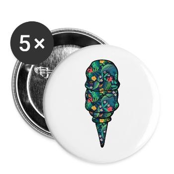 Crème glacée Fleur florale tropicale - Lot de 5 grands badges (56 mm) - blanc - Devant