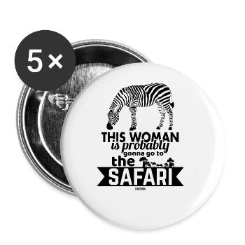 Zebra Adventure Safari Woman Holiday - Buttons large 2.2''/56 mm (5-pack) - white - Front