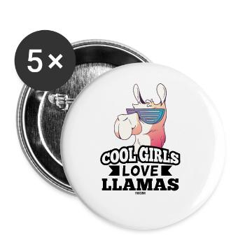 cooles Lama Baby Mädchen Kind - Buttons groß 56 mm (5er Pack) - Weiß - Vorne