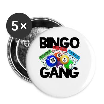 Bingo Gang Bingo Liebhaber Gambling Bingo Player l - Buttons groß 56 mm (5er Pack) - Weiß - Vorne