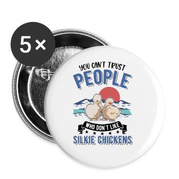 Silk Chicken Cadeau Silkie Chicken - Lot de 5 grands badges (56 mm) - blanc - Devant