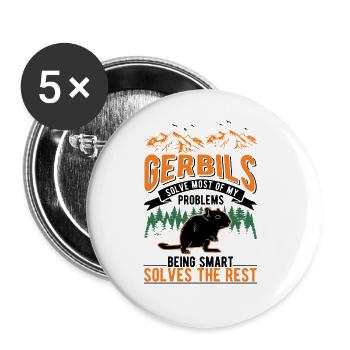 Gerbil Gift Racing Rat Germesau - Buttons large 2.2''/56 mm (5-pack) - white - Front