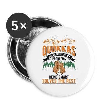 Quokka Cadeau Kangourou à queue courte - Lot de 5 grands badges (56 mm) - blanc - Devant