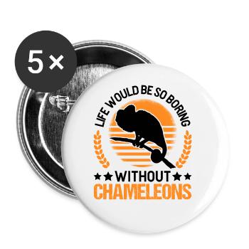Chameleon Gift Chameleon - Buttons large 2.2''/56 mm (5-pack) - white - Front