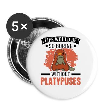 Schnabeltier Geschenk Platypus - Buttons groß 56 mm (5er Pack) - Weiß - Vorne