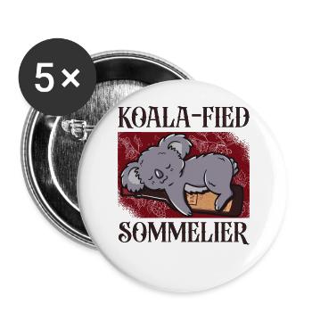 Sommelier Wine Drinking Tasting - Buttons groß 56 mm (5er Pack) - Weiß - Vorne