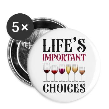 Dégustation de vin de sommelier - Lot de 5 grands badges (56 mm) - blanc - Devant
