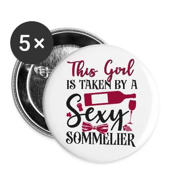 Sommelier Wine Drinking Tasting - Buttons groß 56 mm (5er Pack) - Weiß - Vorne