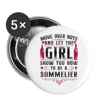 Dégustation de vin de sommelier - Lot de 5 grands badges (56 mm) - blanc - Devant