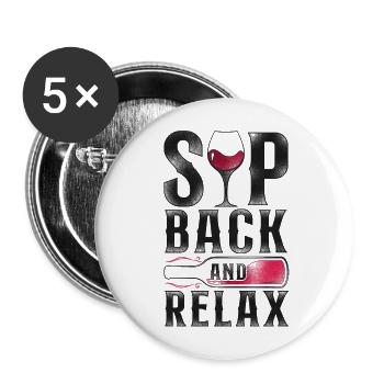 Dégustation de vin de sommelier - Lot de 5 grands badges (56 mm) - blanc - Devant