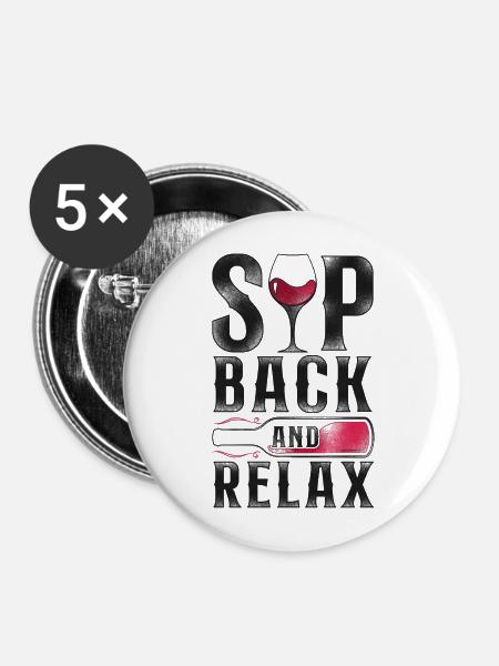 Sommelier Wine Drinking Tasting - Buttons groß 56 mm (5er Pack) - Weiß