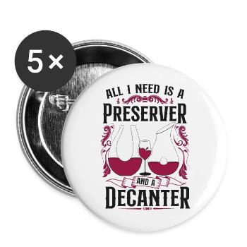 Dégustation de vin de sommelier - Lot de 5 grands badges (56 mm) - blanc - Devant