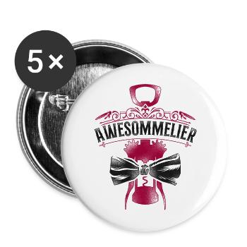 Sommelier Wine Drinking Tasting - Buttons large 2.2''/56 mm (5-pack) - white - Front