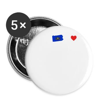Cadeau de battement de cœur de Pennsylvanie - Lot de 5 grands badges (56 mm) - blanc - Devant