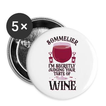 Dégustation de vin de sommelier - Lot de 5 grands badges (56 mm) - blanc - Devant