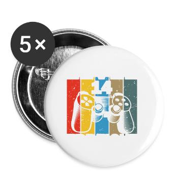 Level 14 Erreicht Gamer - Buttons groß 56 mm (5er Pack) - Weiß - Vorne