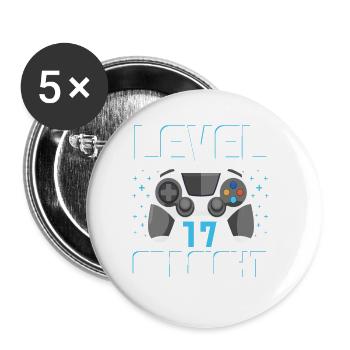 Level 17 Erreicht Gamer - Buttons groß 56 mm (5er Pack) - Weiß - Vorne