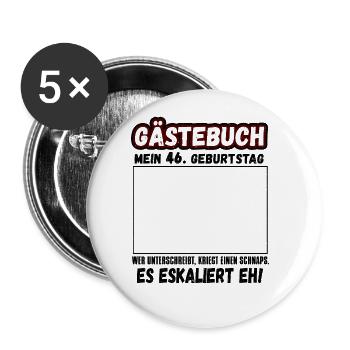 Mein 46. Geburtstag Gästebuch 46 Jahre - Buttons groß 56 mm (5er Pack) - Weiß - Vorne