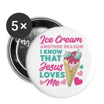 Ice Cream Christian Jesus Cone Ice - Buttons groß 56 mm (5er Pack) - Weiß - Vorne