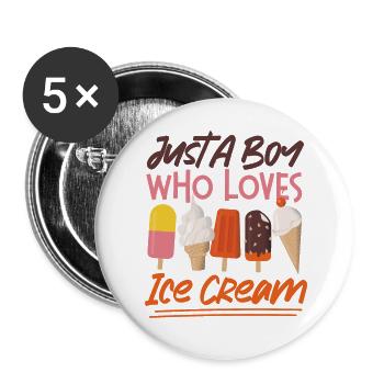 Ice Cream Boy Cone Popsicle Just A - Buttons large 2.2''/56 mm (5-pack) - white - Front