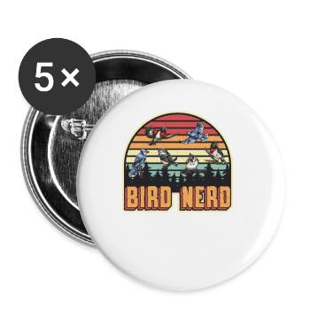 Observation des oiseaux Nerd - Lot de 5 grands badges (56 mm) - blanc - Devant