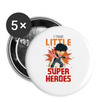 Kindergärtner Erzieher erzieht kleine Superhelden - Buttons groß 56 mm (5er Pack) - Weiß - Vorne