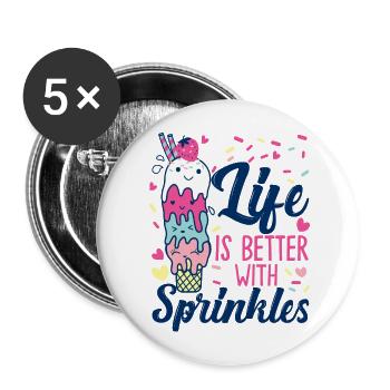 Crème glacée Cone Sundae Life Is - Lot de 5 grands badges (56 mm) - blanc - Devant