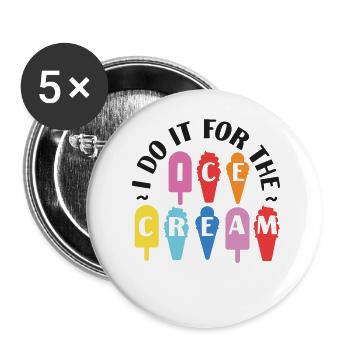 Cornet de crème glacée Popsicle Je le fais - Lot de 5 grands badges (56 mm) - blanc - Devant