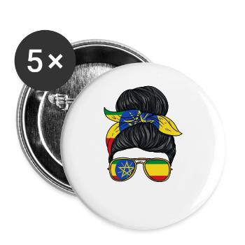 Äthiopien Mädchen - Buttons groß 56 mm (5er Pack) - Weiß - Vorne