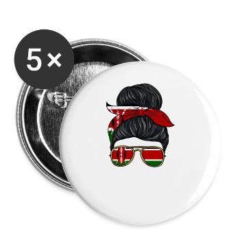 Kenia Mädchen - Buttons groß 56 mm (5er Pack) - Weiß - Vorne