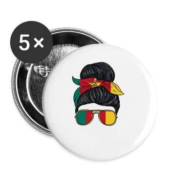 Kamerun Mädchen - Buttons groß 56 mm (5er Pack) - Weiß - Vorne