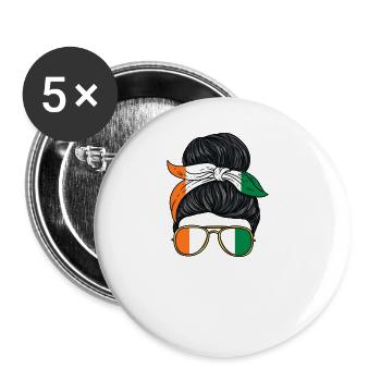 Elfenbeinküste Mädchen - Buttons groß 56 mm (5er Pack) - Weiß - Vorne