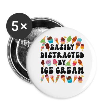 Ice Cream Cone Popsicle Easily - Buttons groß 56 mm (5er Pack) - Weiß - Vorne