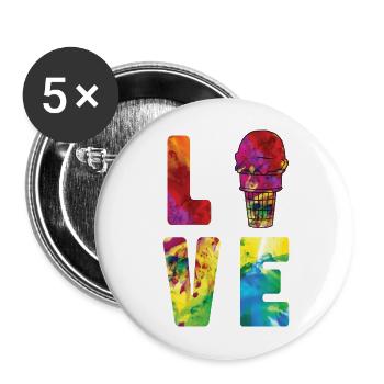 Crème glacée Aquarelle Cône Sundae - Lot de 5 grands badges (56 mm) - blanc - Devant