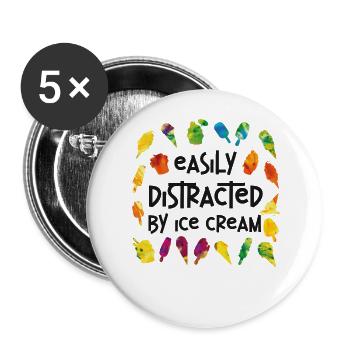 Ice Cream Cone Popsicle Easily - Buttons groß 56 mm (5er Pack) - Weiß - Vorne