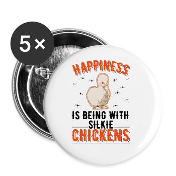 Le bonheur, c’est d’être avec Silkie Chickens Silk Chicken - Lot de 5 grands badges (56 mm) - blanc - Devant
