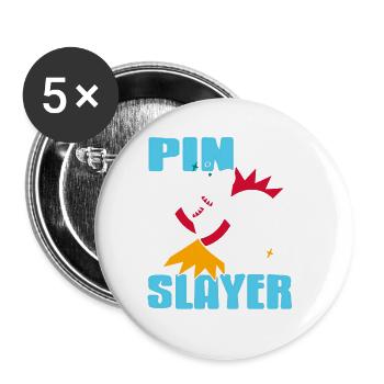 Pin Slayer Awesome Retro Bowling Design T-Shirt - Buttons large 2.2''/56 mm (5-pack) - white - Front