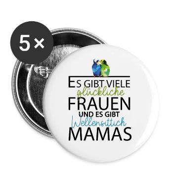 Glückliche Wellensittich Mama Haustier Vogel Mama - Buttons groß 56 mm (5er Pack) - Weiß - Vorne